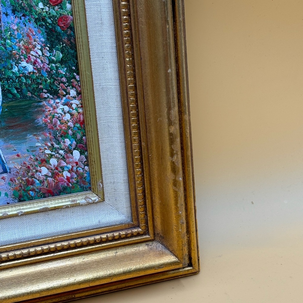 Vintage Marie Charlotte still life on oil canvas framed in gold frame - Picture 2 of 7